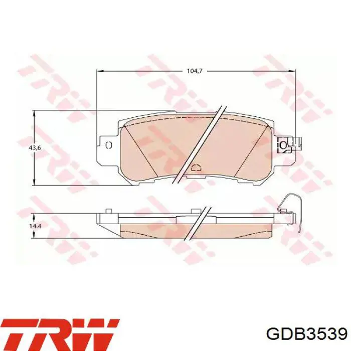 Колодки гальмові задні, дискові GDB3539 TRW