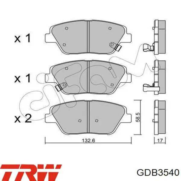 Передние тормозные колодки GDB3540 TRW
