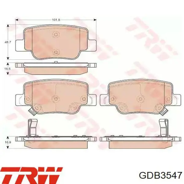 Задние тормозные колодки GDB3547 TRW