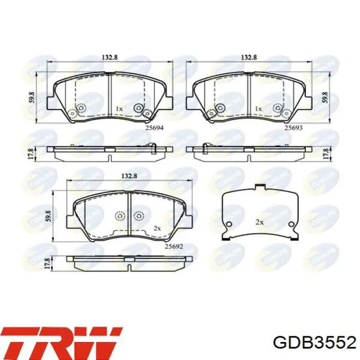 Передние тормозные колодки GDB3552 TRW