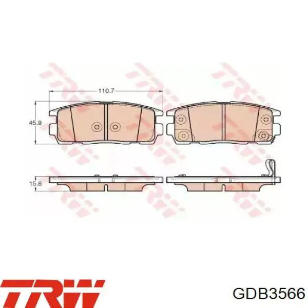 Задние тормозные колодки GDB3566 TRW