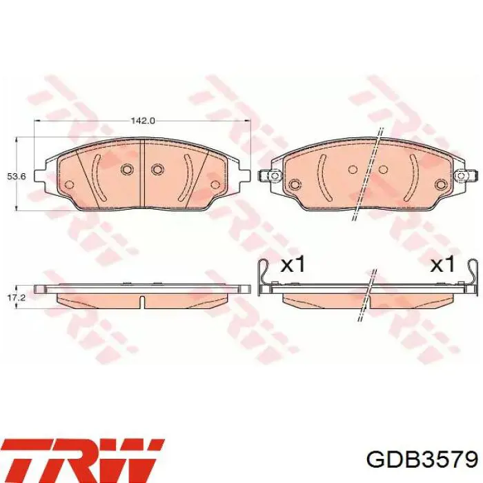 Колодки гальмівні передні, дискові GDB3579 TRW