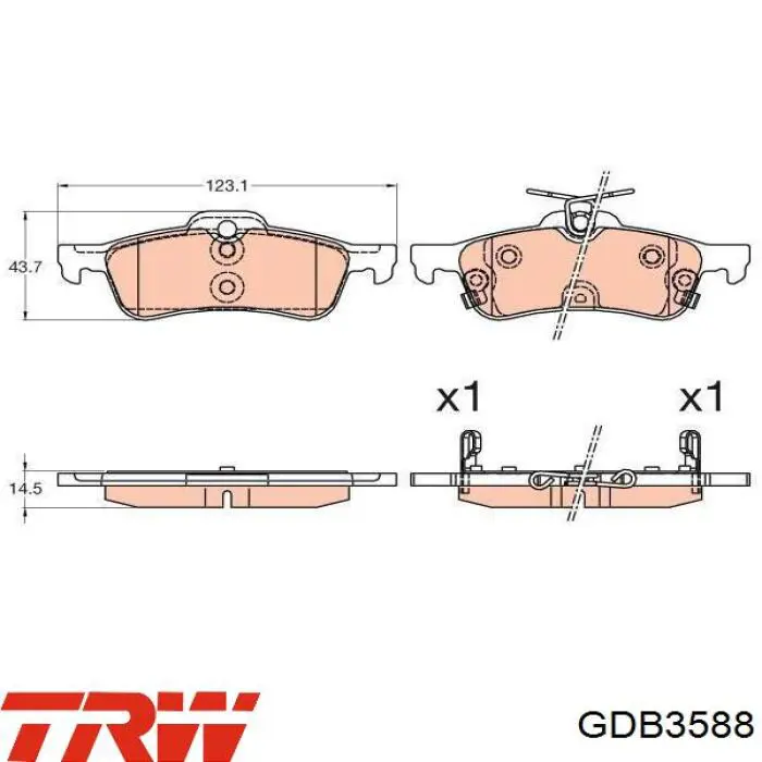 Задние тормозные колодки GDB3588 TRW