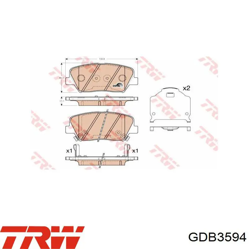 GDB3594 TRW колодки тормозные задние дисковые