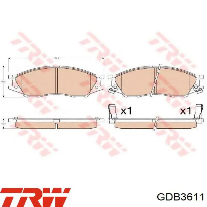 Купить GDB3611 TRW Колодки тормозные