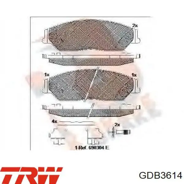 Купить GDB3614 TRW Колодки тормозные