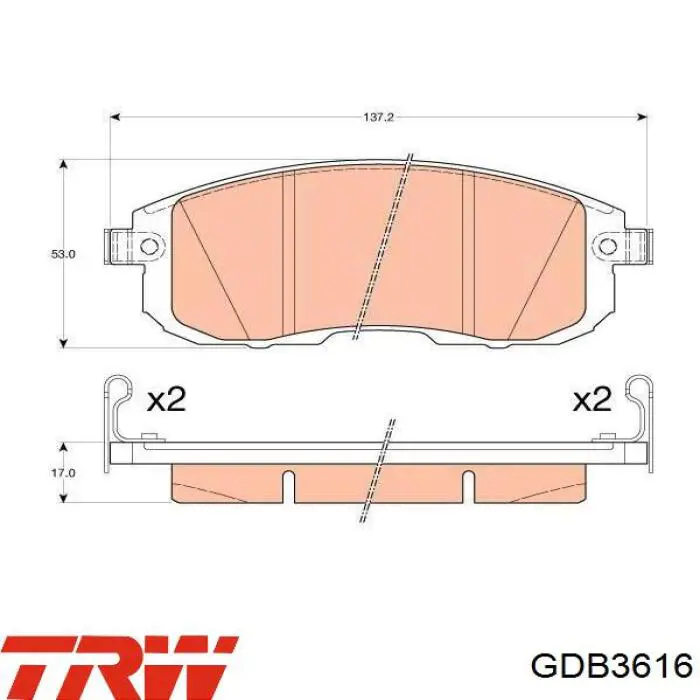 Купить GDB3616 TRW Колодки тормозные