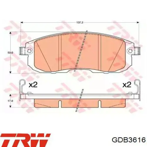 Колодки TRW GDB3616 цена, от 34.88 USD