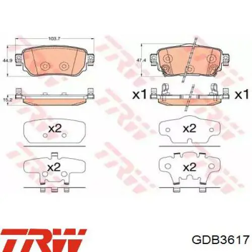 Задние тормозные колодки GDB3617 TRW