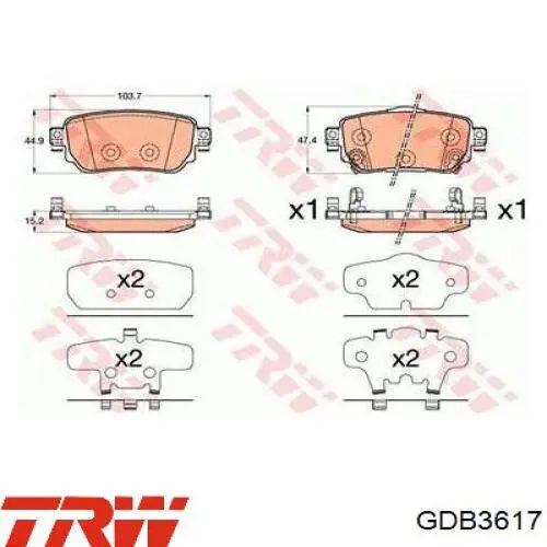 Задние тормозные колодки GDB3617 TRW