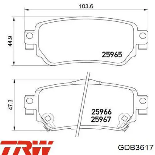 Купить GDB3617 TRW Колодки тормозные задние, дисковые