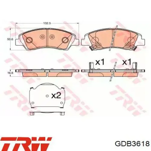 Купить GDB3618 TRW Колодки тормозные