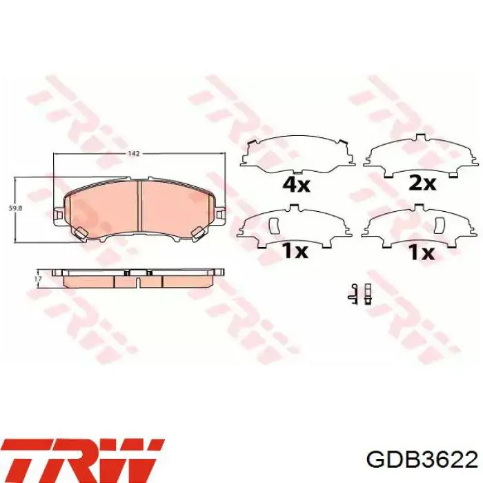 Передние тормозные колодки GDB3622 TRW