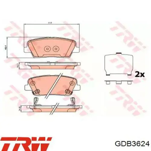 GDB3624 TRW колодки тормозные задние дисковые