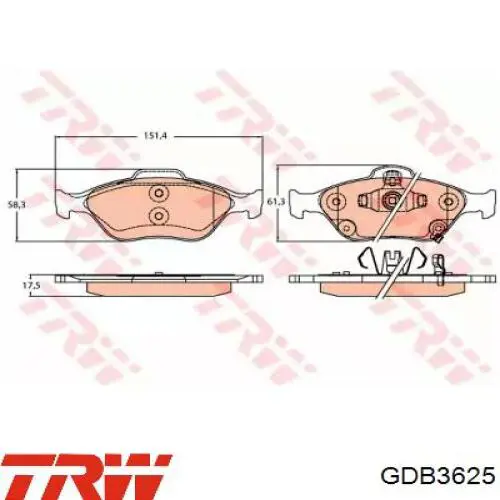 GDB3625 TRW колодки тормозные передние дисковые