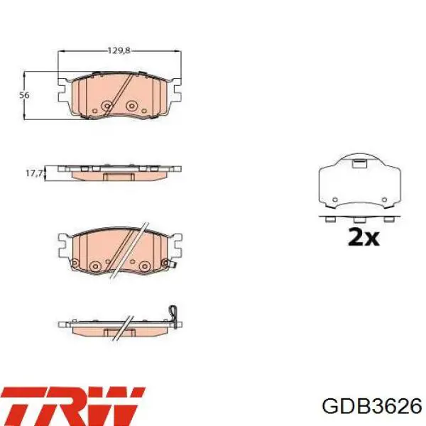 Передние тормозные колодки GDB3626 TRW