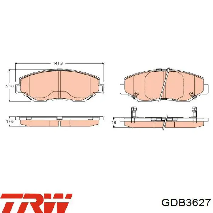 GDB3627 TRW колодки тормозные передние дисковые