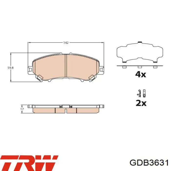 Передние тормозные колодки GDB3631 TRW