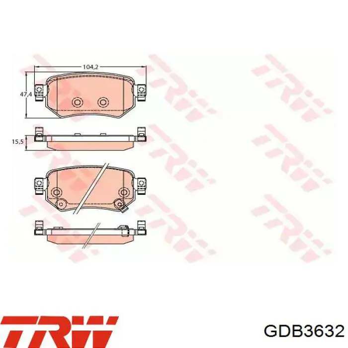 Задние тормозные колодки GDB3632 TRW