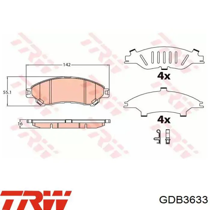 Передние тормозные колодки GDB3633 TRW