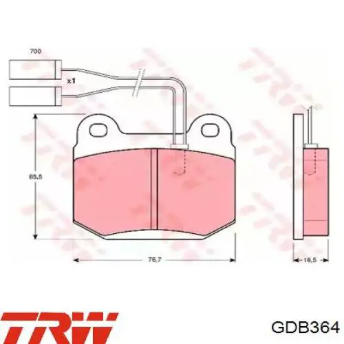 GDB364 TRW колодки тормозные передние дисковые