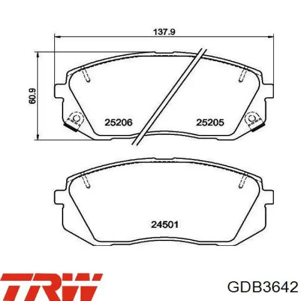 Передние тормозные колодки GDB3642 TRW
