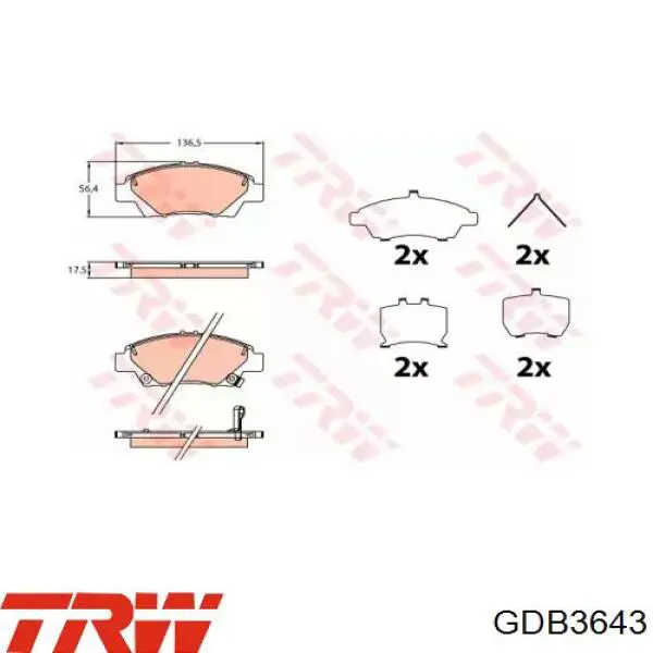 Передние тормозные колодки GDB3643 TRW