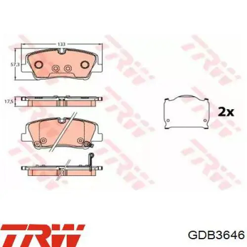 Колодки гальмові задні, дискові GDB3646 TRW