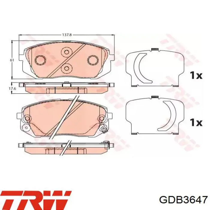 Передние тормозные колодки GDB3647 TRW