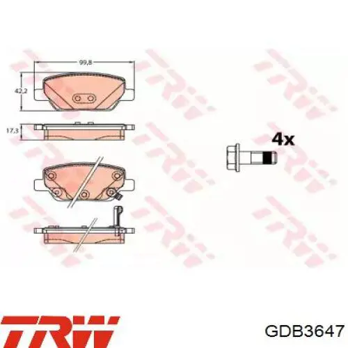 Колодки TRW GDB3647 цена, от 49.12 USD