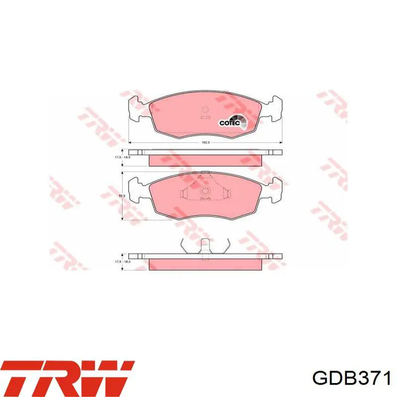 Купить GDB371 TRW Колодки тормозные