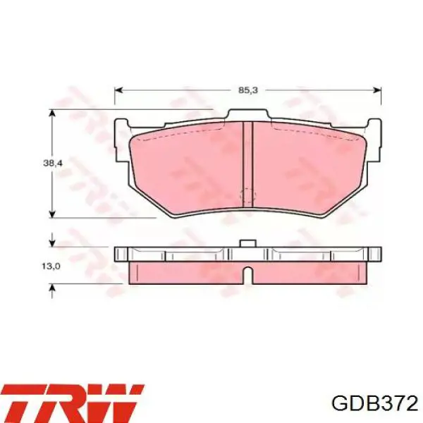 Задние тормозные колодки GDB372 TRW