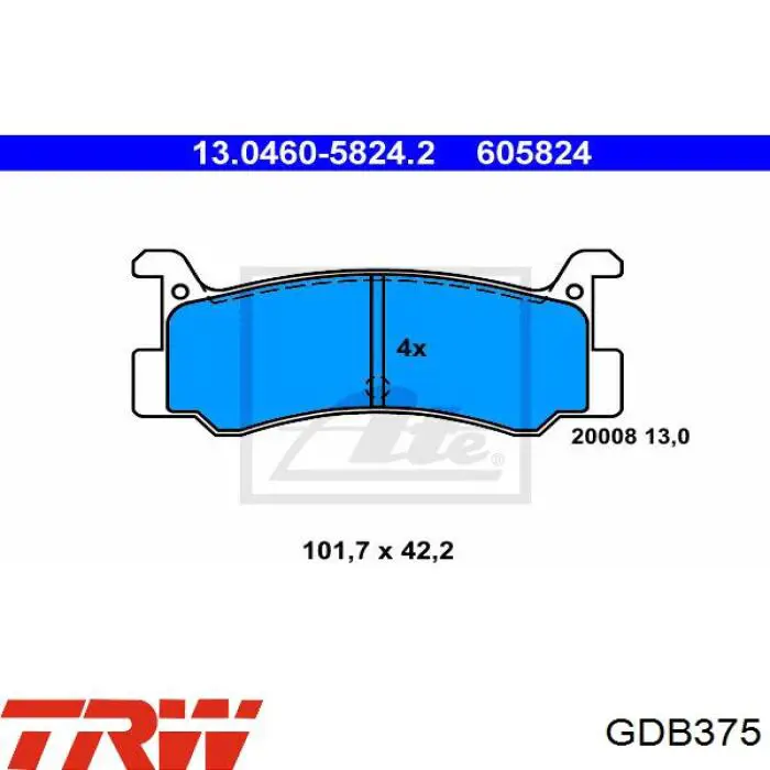 GDB375 TRW Колодки тормозные дисковые комплект