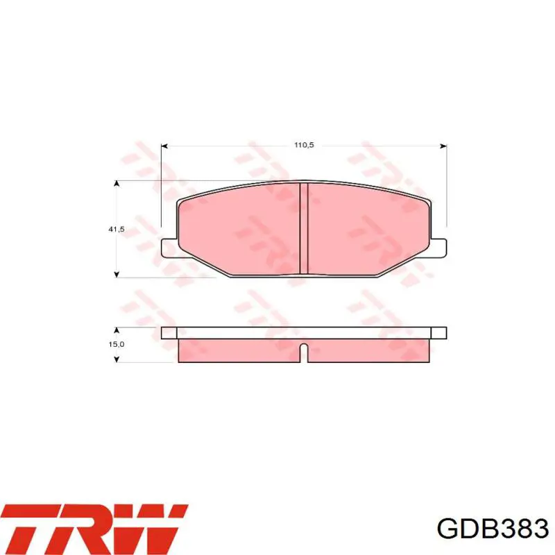 Передние тормозные колодки GDB383 TRW