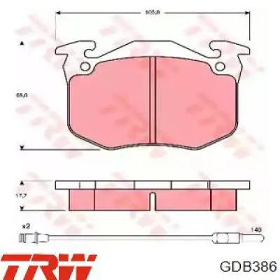 Передние тормозные колодки GDB386 TRW