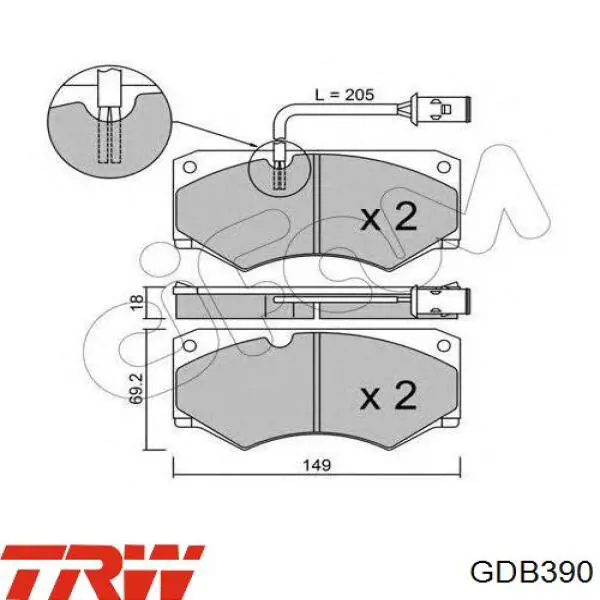 GDB390 TRW передние тормозные колодки