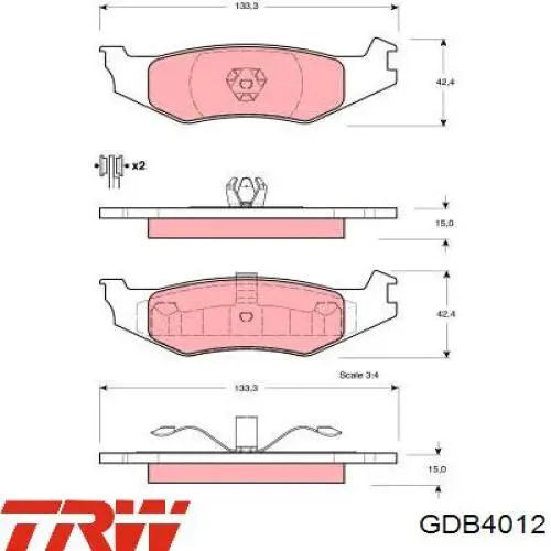 GDB4012 TRW колодки тормозные задние дисковые