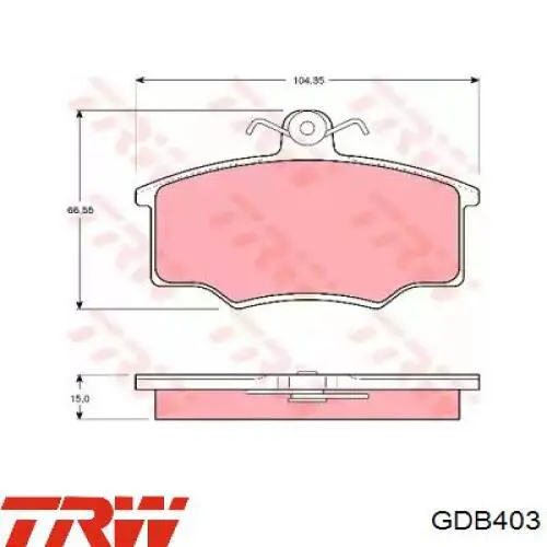 GDB403 TRW колодки тормозные передние дисковые