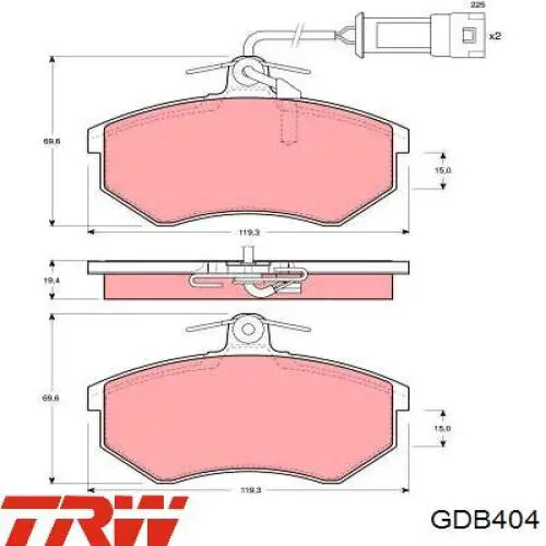 GDB404 TRW колодки тормозные передние дисковые