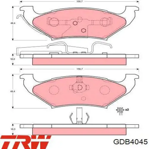 GDB4045 TRW колодки тормозные задние дисковые