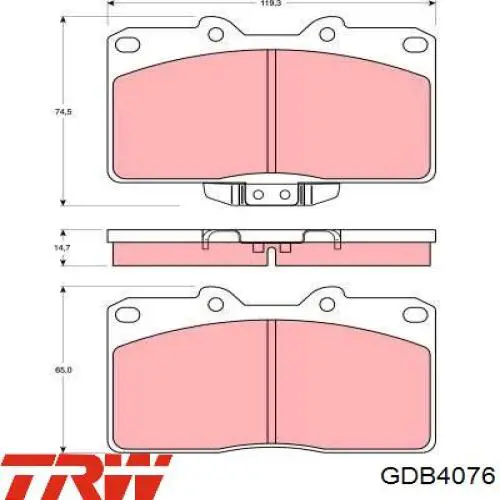 Передние тормозные колодки GDB4076 TRW