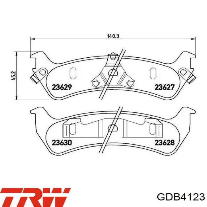 Задние тормозные колодки GDB4123 TRW