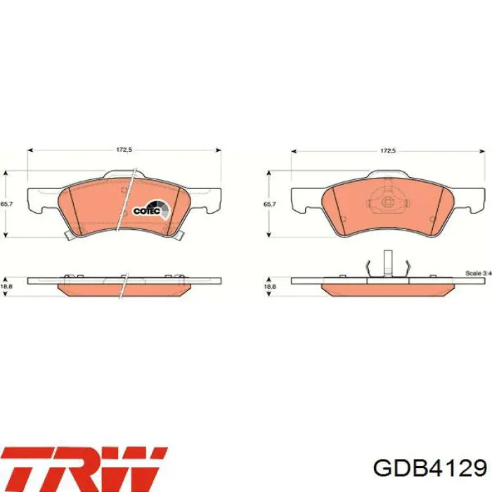 GDB4129 TRW колодки тормозные передние дисковые
