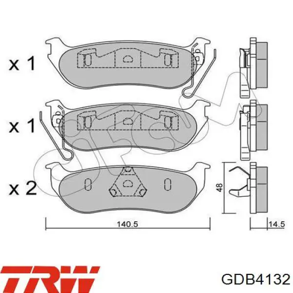 Купить GDB4132 TRW Колодки тормозные задние, дисковые
