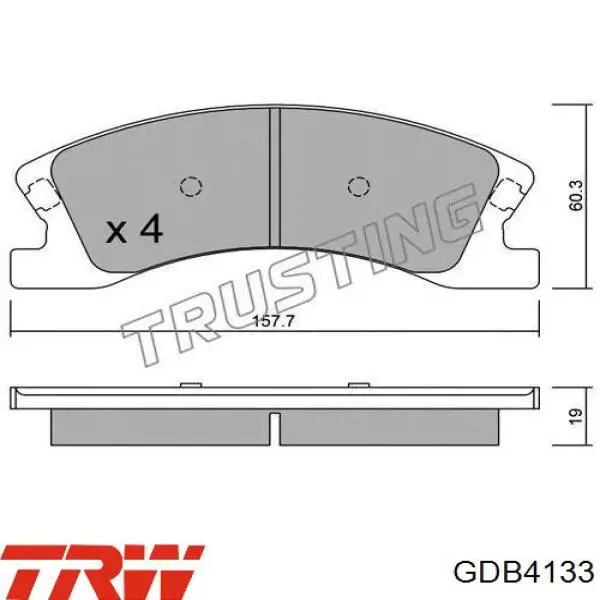 Передние тормозные колодки GDB4133 TRW
