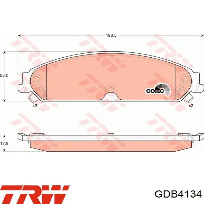 Колодки гальмівні передні, дискові GDB4134 TRW