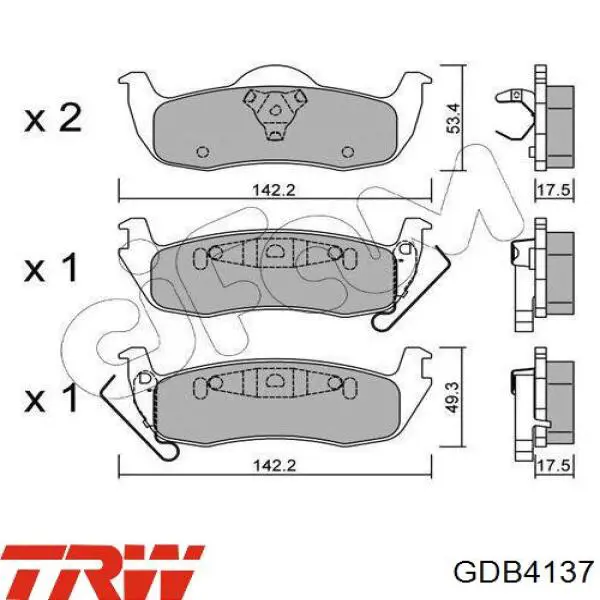 Купить GDB4137 TRW Колодки тормозные задние, дисковые