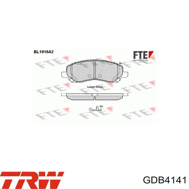 GDB4141 TRW Колодки передние