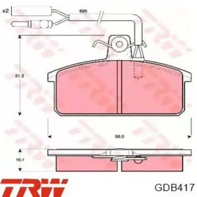 Передние тормозные колодки GDB417 TRW