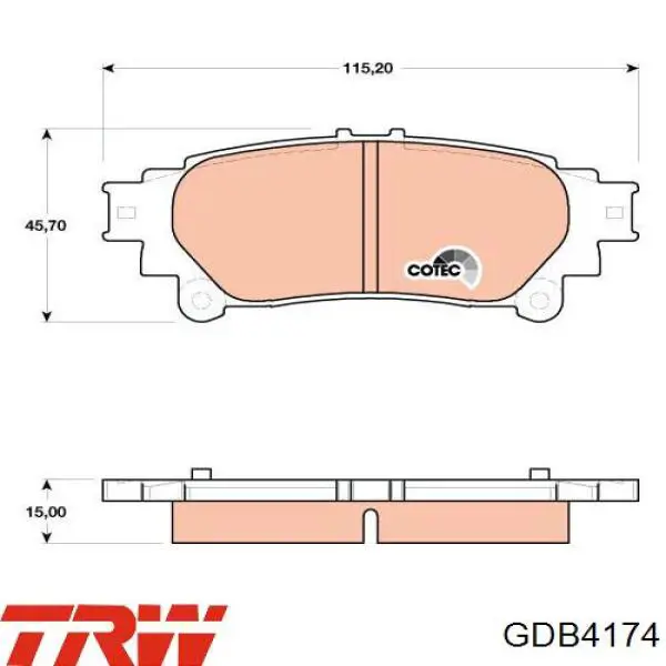 Задние тормозные колодки GDB4174 TRW